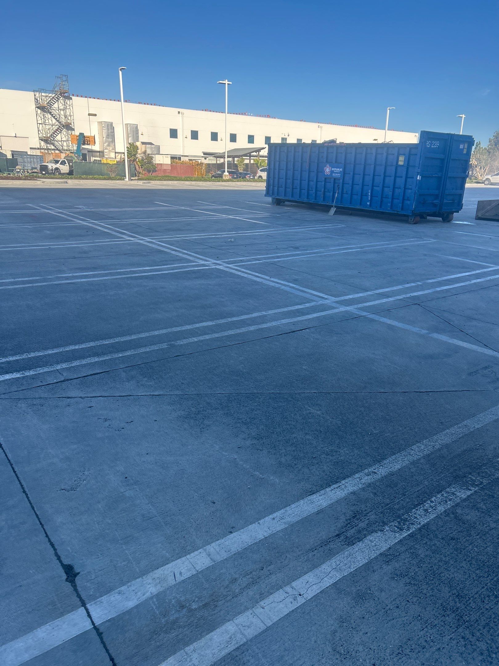 Before sandblasting parking lot lines in Hunington Beach